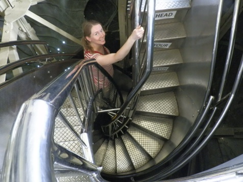 These two tightly wound spiral staircases carry visitors to and from the crown of the Statue of Liberty. One is for going up; the other for going down.